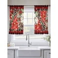 thumbnail image 5 of Red White Flowers Sheer Curtains 45 inches Long, Pine Cone Winter Snowflakes Christmas Red Black Plaid Light Filtering Sheer Window Curtains Rod Pocket Voile Drapes for Bedroom Living Room, 52"Wx45"L, 5 of 7