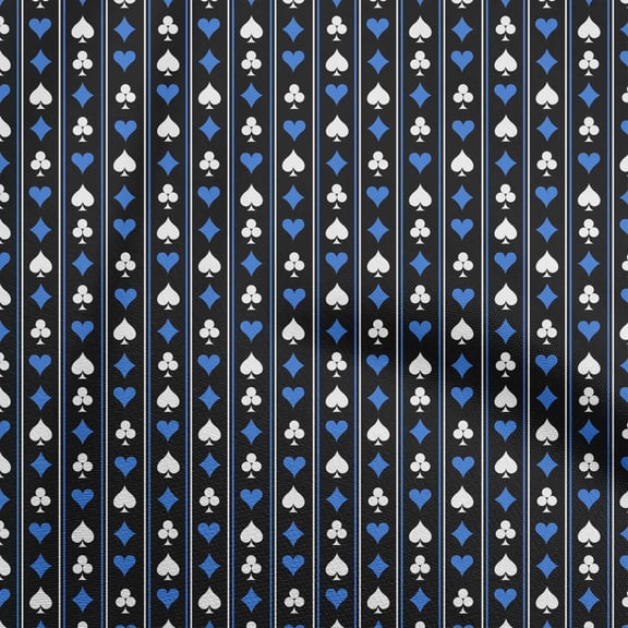 oneOone Polyester Spandex Black Fabric Poker Card Quilting Supplies Print Sewing Fabric By The Yard 56 Inch Wide