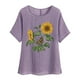 thumbnail image 1 of Camiseta de Mujer Camiseta de Manga Corta Impresión Casual Raglan Suelto de Lino Top Blusas, Cuello de la Tripulación, 1 of 4