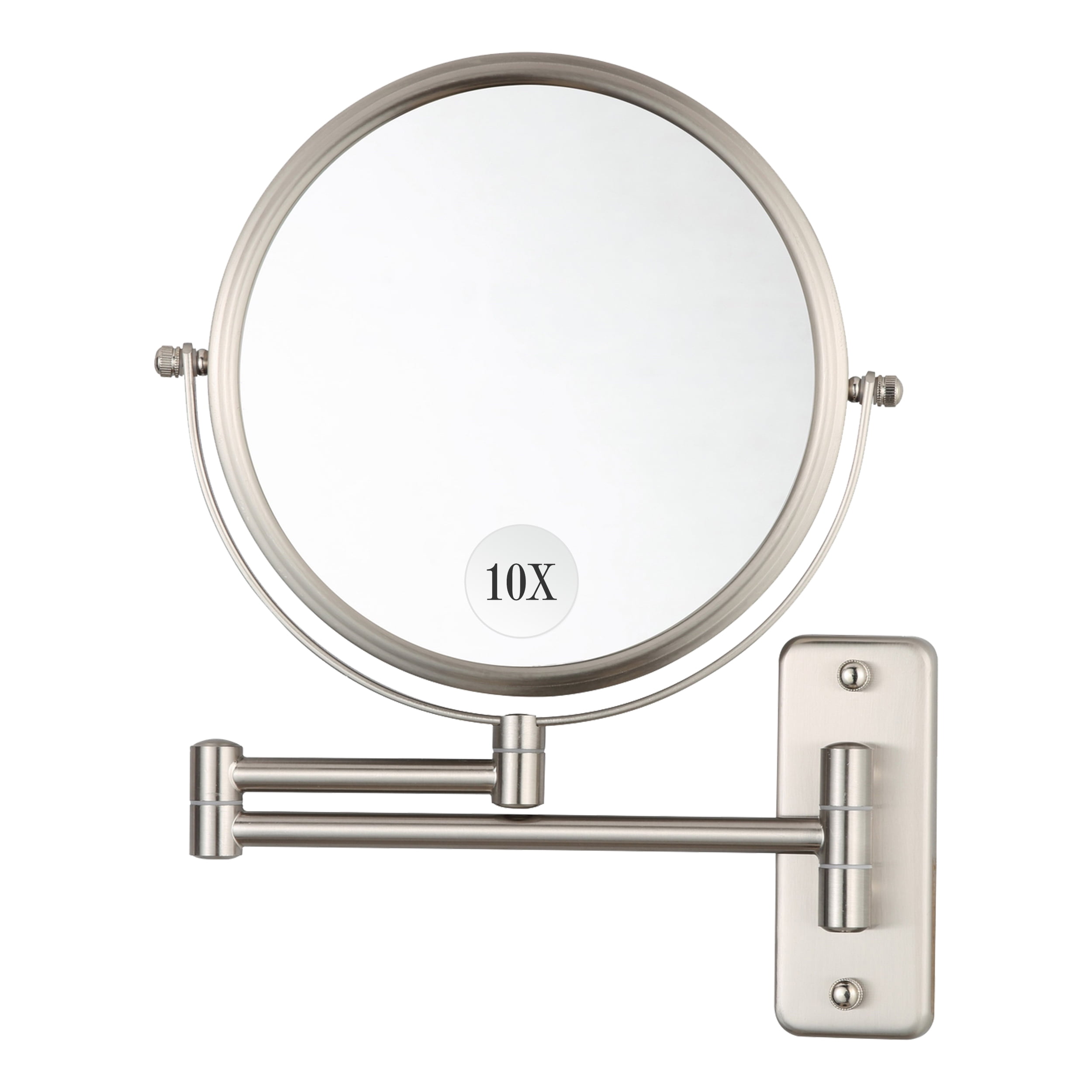 DECLUTTR Wall Mounted Makeup Mirror with 10X Magnification, 8 Inch Dounble Sided Vanity Magnifying Makeup Mirror for Bathroom, Nickel Finished