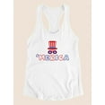 thumbnail image 7 of Merica Hat And Sunglasses Racerback Tank Women -Image by Shutterstock, Female x-Large, 7 of 7