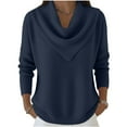 thumbnail image 3 of Women's Solid Color Cowl Neck Sweater, Elegant Drapey Neck Pullover, Long Sleeve Casual Top, Loose Fit Knit Sweater, Fall Winter Sweater, Everyday Wear Sweater, Soft Cowl Neck Top Navy S, 3 of 9