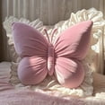 thumbnail image 2 of Lace Trim Butterfly Pillow - Elegant Decorative Throw Cushion for Bed, Sofa & Living Room - Plush Stuffed Seat Pad for Home Decor & Bedroom Accent, 2 of 4