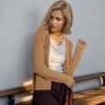 thumbnail image 1 of GDREDA Womens 2025 Wool Blended Ribbed Cardigan Lightweight Long Sleeve Sweater Fall Fashion Button Down Knit Top Khaki,XXL, 1 of 4