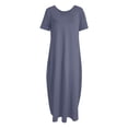 thumbnail image 4 of JIAYUE Women's Dress A-Line O-Neck Ankle-Length Casual Maxi With Pockets Elegant Solid Color Short Sleeve Flowy Plus Size Comfortable For Everyday Wear Stylish Female Dresses, 4 of 5