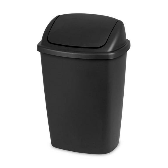 Bote de Basura Sterilite Rectangular Tapa tipo Balancín Negro 28 Litros