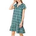 thumbnail image 5 of INSPIRE CHIC Women's Plaid Ruffle Dress Raglan Sleeve Tie Waist Belted Dresses S Green, 5 of 6