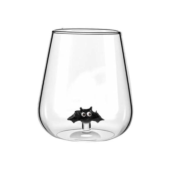 Stemless Glasses with Inside Featuring 3D Bat Designs for Parties and Hot Beverages, Festive Glassware for Halloween Celebrations and Seasonal Entertaining