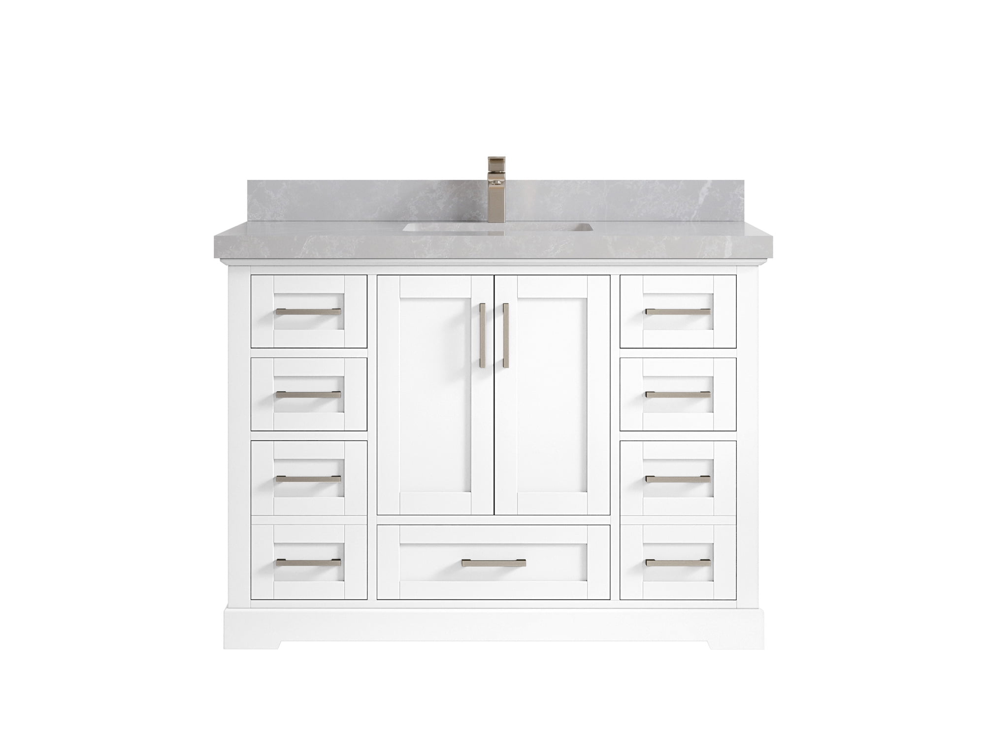 48 in. W x 22 in. D Boston Single Sink Bathroom Vanity in White with 2 in Pearl Light Gray ...