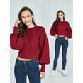 thumbnail image 3 of SSLR Womens Sweaters Oversized Crewneck Cropped Sweaters Long Lantern Sleeve Knitted Pullover Sweaters, 3 of 7