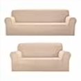 thumbnail image 3 of Sapphire Home 2-Piece Sofa and Loveseat Slipcovers, Couch Covers Set, Form fit Stretch, Wrinkle Free, Furniture Protector, Sofa Covers for Living Room, Diamond Pattern Polyester Spandex (Beige/Ivory), 3 of 4