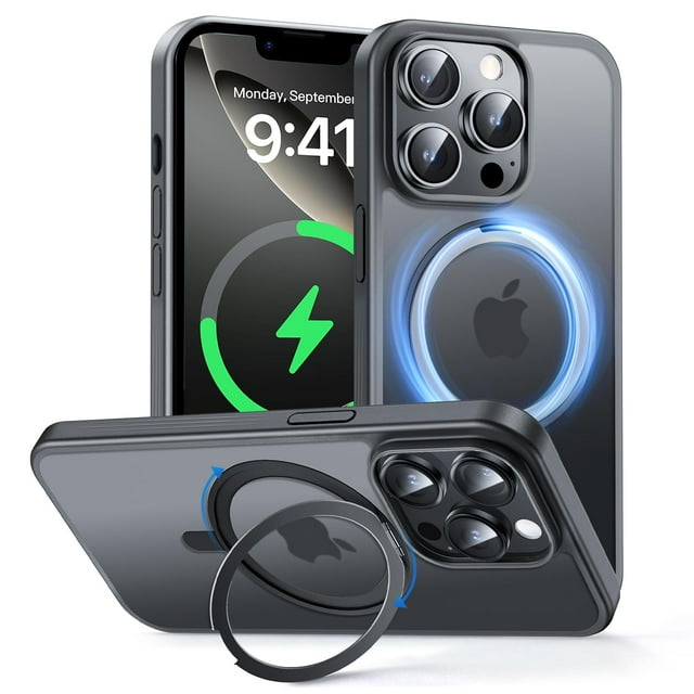 Funda MAGIC JOHN para iPhone 14 Pro con soporte magnético giratorio de 360°