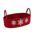 thumbnail image 5 of BSJJY Christmas Woven Storage Basket, Red Cotton Rope Organizer Snowflake Embroidery with Handles for Bathroom, 12.99x5.91x3.94 Inch, 5 of 8