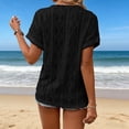 thumbnail image 4 of ClodeEU Women's V Neck Short Sleeve Blouse, Casual Solid Color Loose Fit Button Top Black,Women's Plus L, 4 of 8