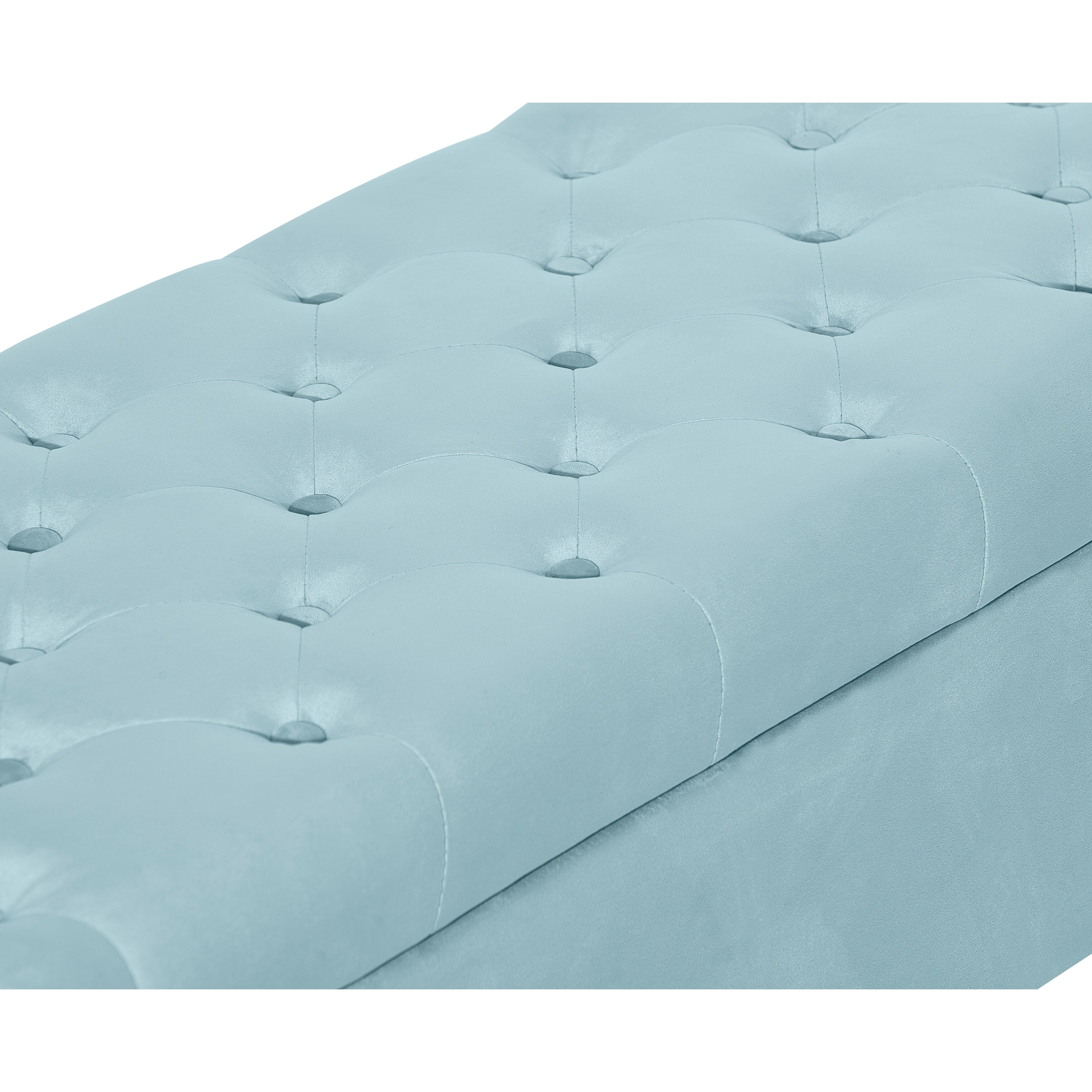 Elle Decor Collette Tufted Storage Bench, Vintage Blue Velvet