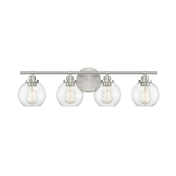 4 Light Vanity Light-Mid-Century Modern Style with Modern and Contemporary Inspirations-8.5 inches Tall By 30 inches Wide-Satin Nickel Finish Bailey
