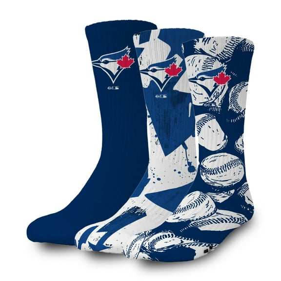 ISlide Toronto Blue Jays Three-Pack Lifestyle Crew Socks Set