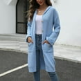 thumbnail image 2 of jtjvou Women Long Cardigan Open Front Button Down Sweaters Long Knitwear Fall Winter Outerwear Coats with Pockets Light Blue S, 2 of 9