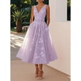 thumbnail image 2 of otnbgsr Womens Floral Midi Dress V Neck Sleeveless A Line Wedding Guest Dress Elegant Fit and Flare Cocktail Party Dress, 2 of 11