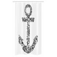 thumbnail image 1 of Anchor Stall Shower Curtain, Anchor Shape Flower Floral Ornamental Silhouette Vacation Old Times Happiness Print, Fabric Bathroom Set with Hooks, 36W X 72L Inches Long, Black White, by Ambesonne, 1 of 1