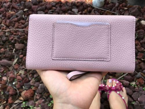 Kate Spade Cobble Hill Rae Pebble Leather Wristlet Wallet Bi Fold Pink $148
