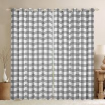 Homewish Gray Plaid Blackout Curtains Set of 2 (52x84 Each), Geometric Buffalo Grid Window Curtains, Cute Checkered Curtains and Drapes, Luxury Room Decor