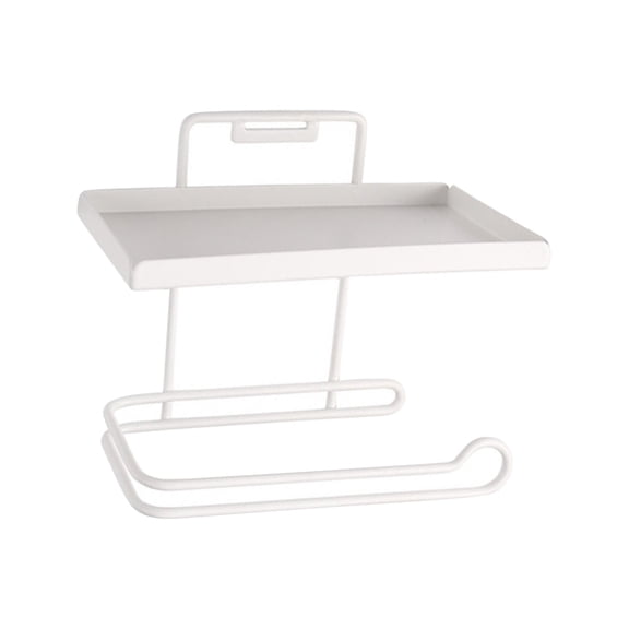 PENIKOKO Wall Mounted White Stainless Steel Toilet Paper Holder with Wide Shelf for Bathroom Storage and Organization