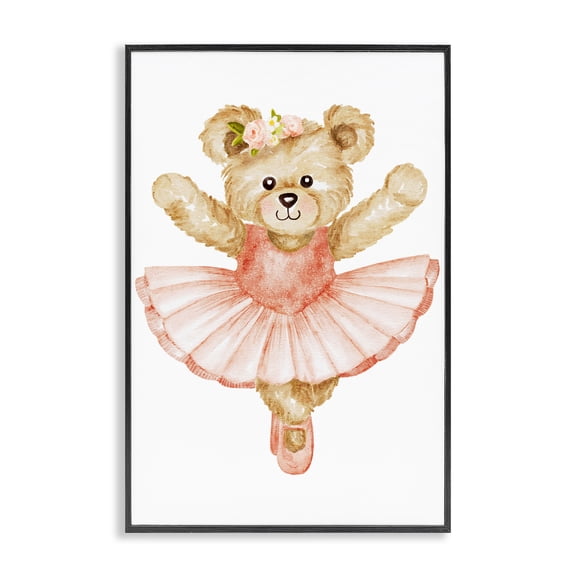 Teddy Bear Ballet Tutu Black Framed Giclee Art, design by Amy Hall