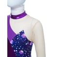 thumbnail image 4 of Hansber Girls Long Sleeve Mesh Splice Dance Unitard Full Length Gymnastics Bodysuit Skinny Romper Purple 14, 4 of 9