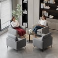 thumbnail image 6 of LAZZO Faux Leather Accent Chair, Mid-Century Modern Upholstered Armchair with Curved Armrests for Living Room and Office, Gray, 6 of 10