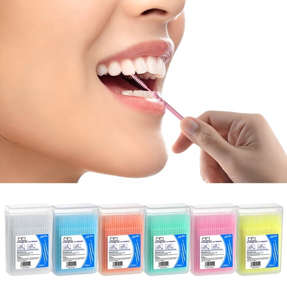 ACDANC Interdental Cleaning,200Pcs Double-Head Toothpicks,Disposable Plastic,Oral Care,Tooth Cleaning,Interdental Brushes,Dental Picks,Hygiene Tool,Daily Oral Maintenance