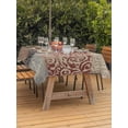 thumbnail image 3 of Outdoor Tablecloths with Umbrella Hole & Zipper, Vintage Abstract Rectangle Tablecloth 60x120 Inch, Retro Classic Pattern Texture Brown Waterproof Table Cloth, Patio/Pool/Picnic Table Covers, 3 of 8
