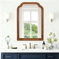 thumbnail image 2 of Wall Mirror Yellowish Brown Color 20" x 30" Solid Wood Frame Rounded Corner Decorative Mirror, For Bedroom, Bathroom, Living Room, Entryway,Decorative Wall Mirror, 2 of 7