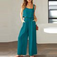 thumbnail image 2 of 2026 ! JINMGG Two Piece Outfits Women, 2026 Fashion Fall Women's 2-piece Casual Suit Linen Shorts Sleeveless Top Vest Sleeveless Crewneck Top/Shirt Suit Sky Blue XXXL, 2 of 6