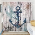thumbnail image 2 of Nautical Anchor Shower Curtains for Bathroom Beach Coastal Shower Curtain Rustic Wooden Nautical Bathroom Decor Polyester Fabric-72''''x72'''', 2 of 6