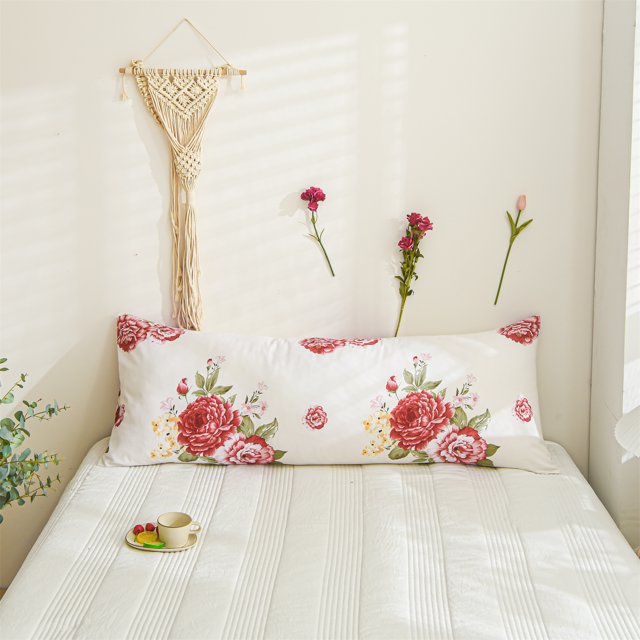 Move Over Housse de Coussin Corporel Fleurs Rouges 20x54 Pouces Microfibre 1 Pack