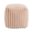 thumbnail image 3 of Weston Home Dinant Upholstered Square Pouf Ottoman, Pink Channel Furry Fabric, 3 of 5