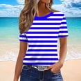 thumbnail image 2 of GigrtiJin Women's Short Sleeve T Shirts Striped Casual Pullover T Shirts Womens Baggy Round Neck Loungewear Going Out T Shirts, 2 of 5