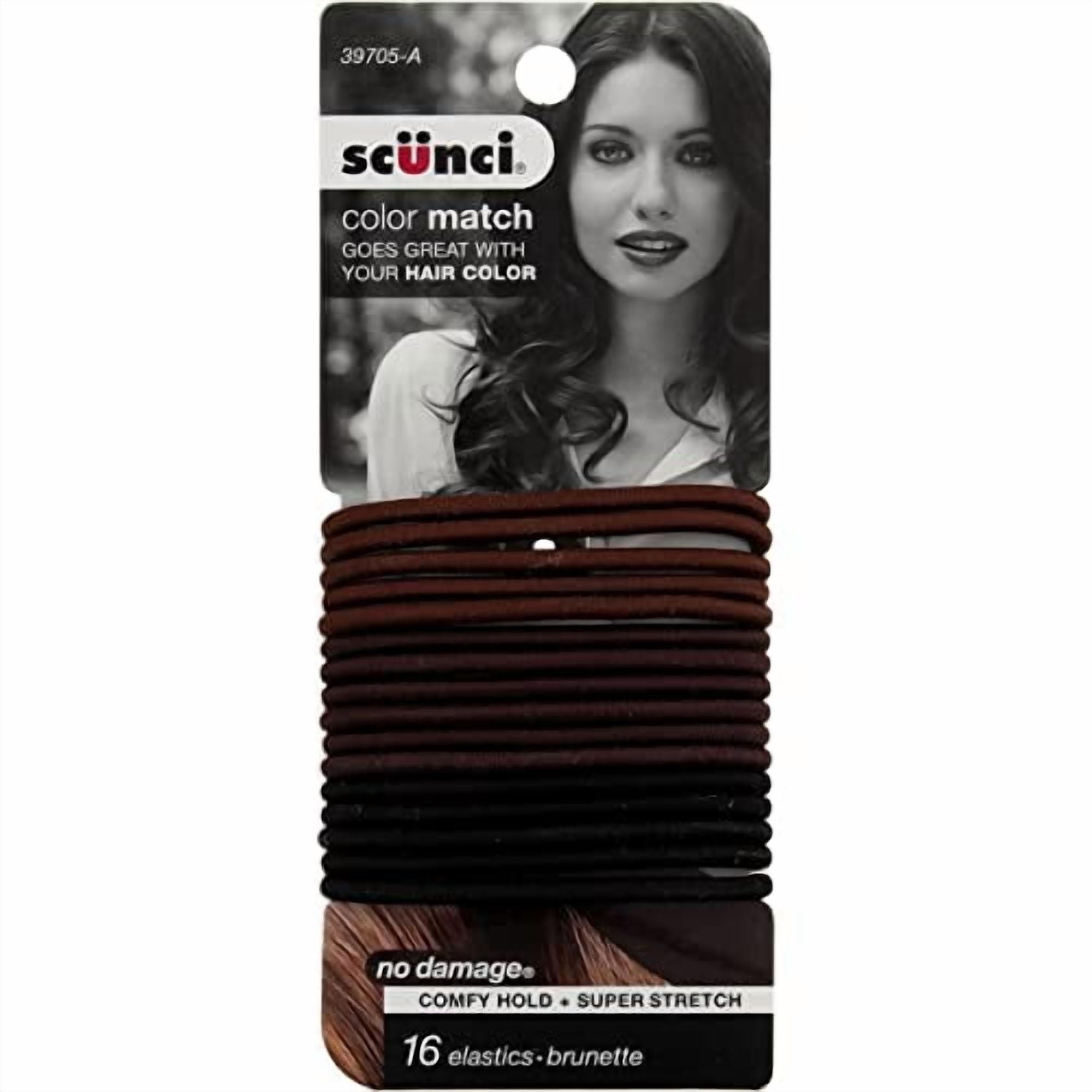 (5 pack) SCUNCI - No Damage Color Match Evolution Brunette Elastics - 16 Pack
