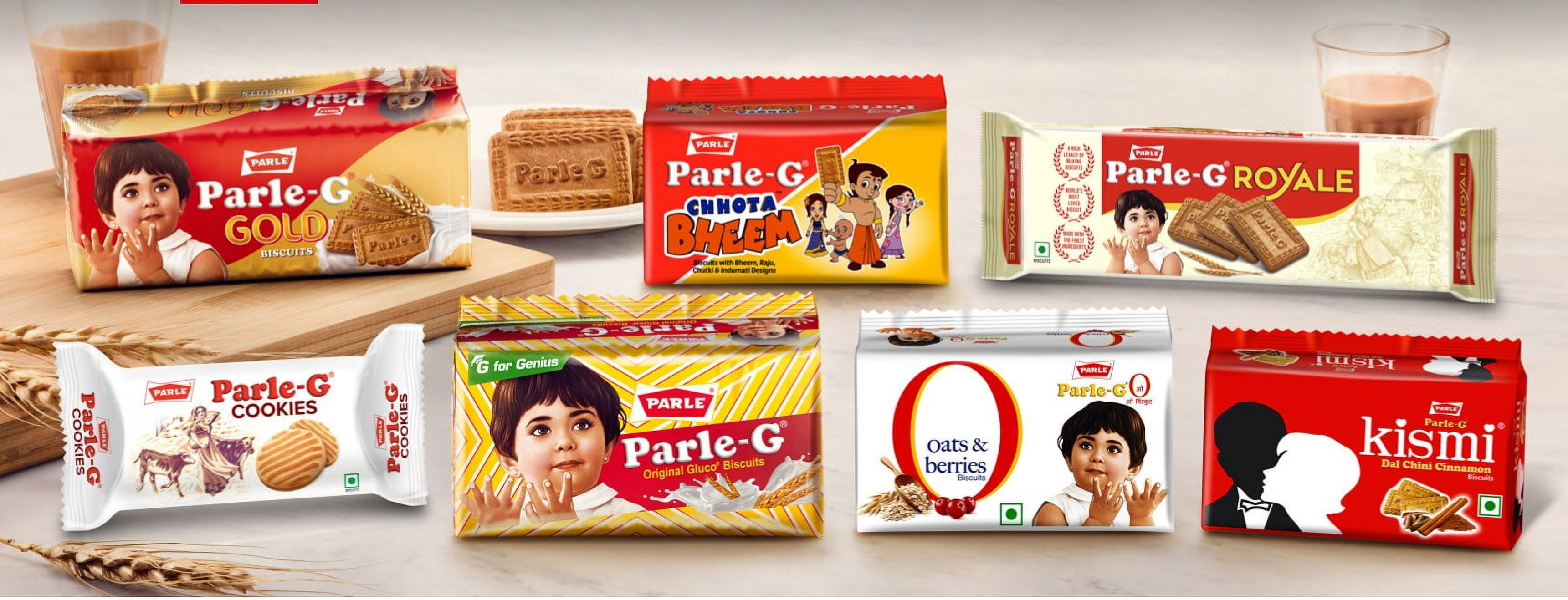 Parle-G Original Cookies, 11.93 oz, 6 Count Individually Wrapped Packs of 12 Crunchy Cookies, Ready to Eat