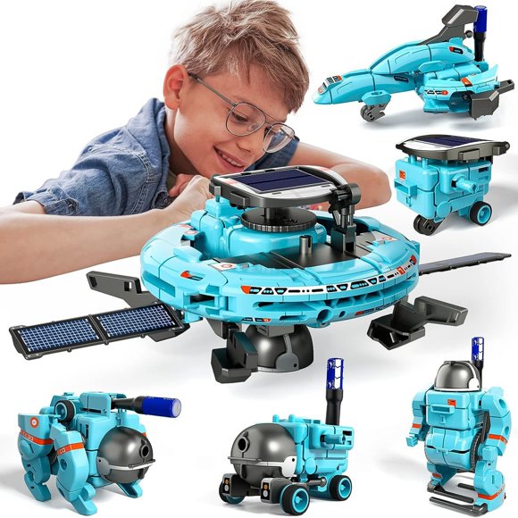 SIYTUAU 6 In 1 Solar Robot Building Kit Diy Science Toy With Solar Panel Battery Power Three Power Modes Construction Educational Stem Robot Kit For Kids