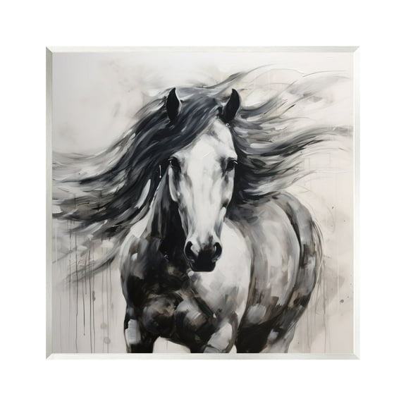 Stupell Industries Black Horse Abstraction Animals & Insects Painting Unframed Art Print Wall Art, 12 x 12