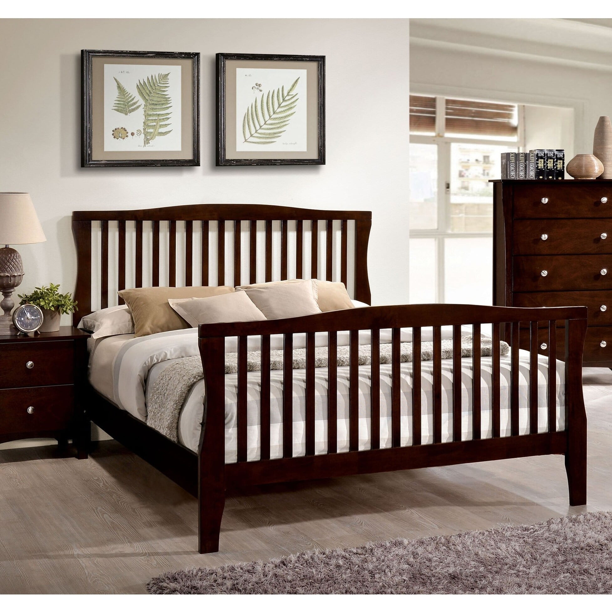 Furniture of America Dizi Modern Cherry Solid Wood Panel ...