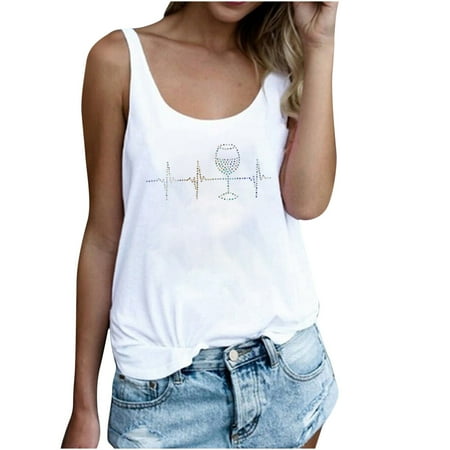 

Tank Tops for Womens Rhinestones Backless Fitness Workout Racerback Tank Tops Sleeveless Shirts