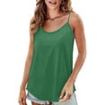 thumbnail image 2 of WULMLEO Women Scoop Neck Tank Top Adjustable Spaghetti Straps Sleeveless Cami Undershirt Loose Fit Casual Shirts Summer 2026 Dark Green L, 2 of 6