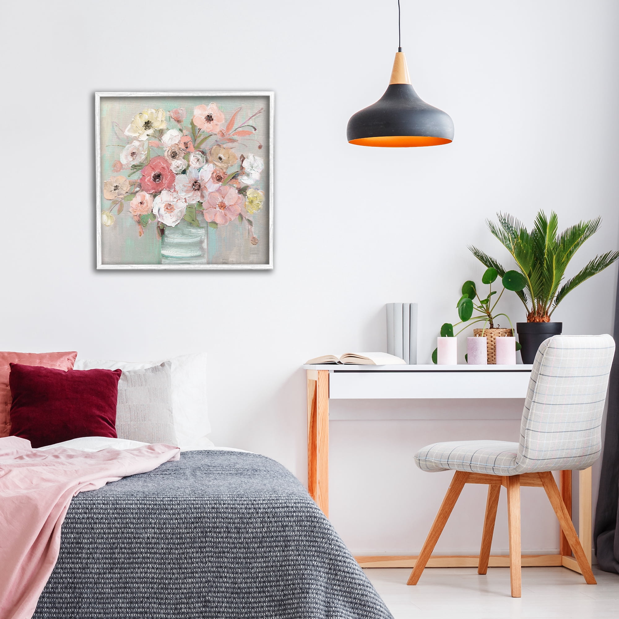 Stupell Industries Pastel Garden Peony Bouquet White Framed Giclee Art, design by Sally Swatland