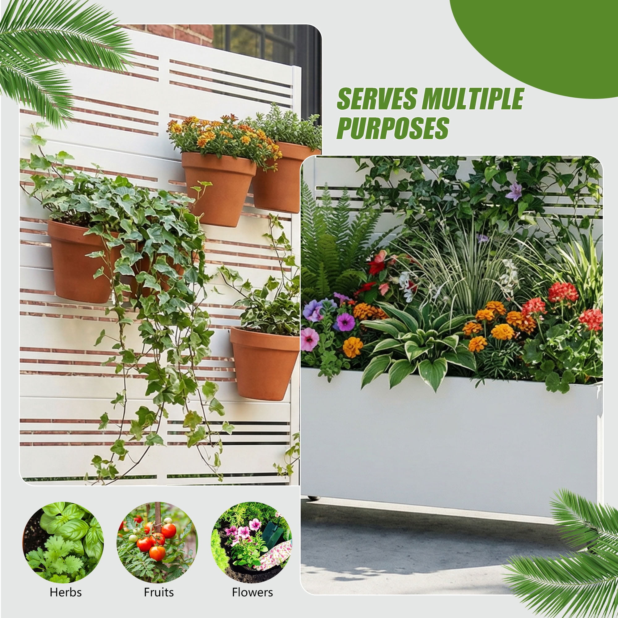 MAYEERTY 72*35in Outdoor Metal Planter Box, Decorative Patterned Metal Planter, Garden Planter Box for Patio, Balcony, Backyard
