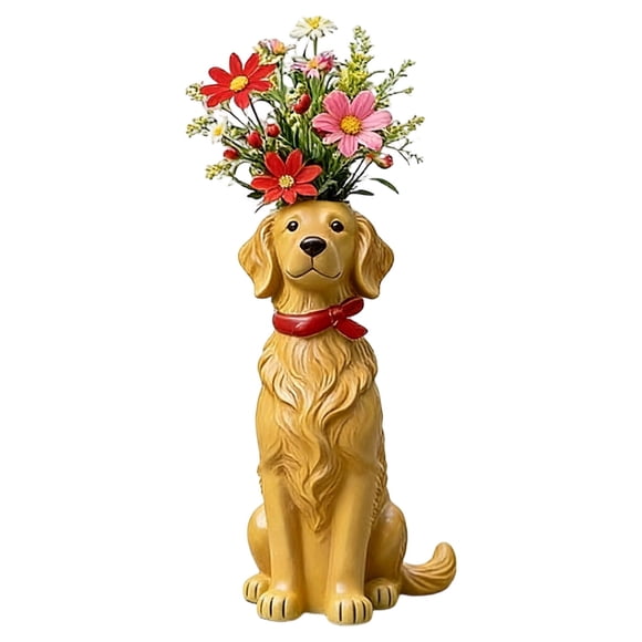 Vase pour Chien Excentrique Amoureux des Animaux Vase à Fleurs Drôle Chien Déco Maison Cadeau pour Salon Étagère Bureau Bureau Entrée Déco Amoureux des Animaux Déclencheur de Conversation Décoration de Bureau Table Cadeau pour Amoureux des Chiens Accent de Chambre