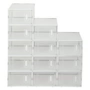 Shoe Storage Boxes 12 Pack Clear Plastic Stackable, White