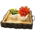 thumbnail image 2 of Bark Handcrafted Mango Wood Serving Tray with Handles, 10 x 10 x 2 inches Brown, 2 of 8